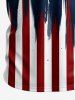Plus Size Patriotic American Flag Print Button Polo Shirt For Men - Bleu profond M
