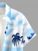 Coconut Tree Seascape Mountain Cloud Print Buttons Pocket Hawaii Shirt For Men - Bleu Ciel S