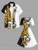 Sunflower Skull Paint Splatter Print Hawaii Vintage Dress -  