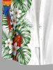 Parrot Flower Tropical Leaf Print Buttons Pocket Hawaii Shirt For Men -  