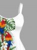 Parrot Flower Tropical Leaf Print Hawaii Tank Dress -  