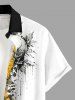 Sunflower Skull Paint Splatter Print Buttons Pocket Hawaii Shirt For Men -  