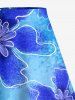 Ombre Flower Print Hawaii Split A Line Skirt -  