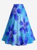 Ombre Flower Print Hawaii Split A Line Skirt -  