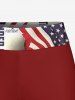 Patriotic American Flag Eagle Print Twist Halter Boyleg Tankini Swimsuit -  