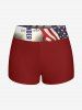 Patriotic American Flag Eagle Print Twist Halter Boyleg Tankini Swimsuit -  