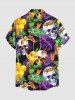 Chemise Hawaï homme à imprimé tropical feuilles, fleurs et crânes, avec boutons et poches - Pourpre  L