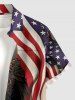 Patriotic American Flag Eagle Print Button Pocket Shirt For Men -  