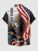 Patriotic American Flag Eagle Print Button Pocket Shirt For Men -  
