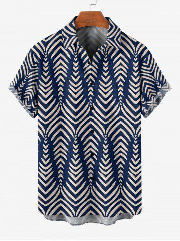Plus Size Ethnic Pattern Print Buttons Pocket Hawaii Shirt For Men