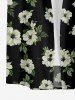 Flower Leaf Print Matching Hawaii Beach Outfit For Couples - Noir 