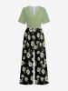 Flower Leaf Print Matching Hawaii Beach Outfit For Couples - Noir 
