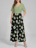 Flower Leaf Print Matching Hawaii Beach Outfit For Couples - Noir 