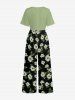 Flower Leaf Print Matching Hawaii Beach Outfit For Couples - Noir 
