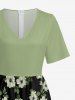 Flower Leaf Print Matching Hawaii Beach Outfit For Couples - Noir 