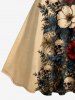 Plus Size Skull Flowers Leaf Print Hawaii Tank Dress - Bronze 5X