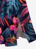 Plus Size Hibiscus Flower Tropical Leaf Print Split Hawaii Midi Dress -  