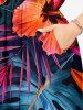 Plus Size Hibiscus Flower Tropical Leaf Print Split Hawaii Midi Dress -  