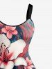 Plus Size Skull Flower Sea Waves Print Hawaii A Line Dress - Bleu profond 5X