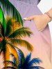 Coconut Tree Ombre Dusk Print Hawaii Split Pocket A Line Midi Dress - Violet clair 3X