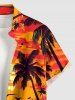 Chemise Hawaï à boutons avec poche, motif crânes, cocotier et coucher de soleil sur la mer, pour homme - Orange 3XL