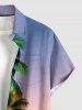 Coconut Tree Ombre Dusk Print Hawaii Button Pocket Shirt For Men -  