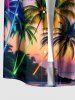 Coconut Tree Ombre Dusk Print Hawaii Button Pocket Shirt For Men -  