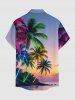 Coconut Tree Ombre Dusk Print Hawaii Button Pocket Shirt For Men - Violet clair 6XL