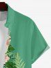 Plus Size Hibiscus Flower Tropical Leaf Colorblock Print Buttons Pocket Hawaii Shirt For Men -  