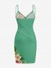 Plus Size Hibiscus Flower Tropical Leaf Colorblock Print Convertible Hawaii Beach Cover -  