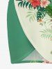 Plus Size Hibiscus Flower Tropical Leaf Colorblock Print Convertible Hawaii Beach Cover -  