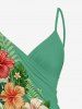 Plus Size Hibiscus Flower Tropical Leaf Colorblock Print Convertible Hawaii Beach Cover -  