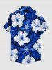 Hibiscus Flower Tropical Leaf Print Buttons Pocket Hawaii Shirt For Men -  