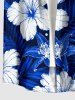 Hibiscus Flower Tropical Leaf Print Buttons Pocket Hawaii Shirt For Men -  
