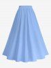 Plus Size Solid Color Split Hawaii Skirt - Bleu Poudre 3X
