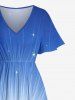 Plus Size Coconut Tree Flower Print Hawaii Split Pocket A Line Midi Dress -  