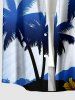 Plus Size Coconut Tree Flower Print Hawaii Button Pocket Shirt For Men -  