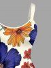 Plus Size Flower Leaf Print Hawaii A Line Dress -  