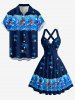 Coconut Tree Skulls Sea Waves Print Matching Hawaii Beach Outfit For Couples -  