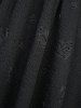 Plus Size Anchor Embossed Lace-up Ruched Panel Lace Trim Flare Sleeve Asymmetrical Cold Shoulder Top -  