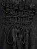 Top grande taille asymétrique à épaules dénudées, manches évasées, motif ancre gaufré, laçage, panneau froncé et bordure en dentelle - Noir 4X | US 26-28