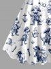 Dinosaur Pirate Ship Rudder Map Cruise Print Hawaii Tank Dress - Bleu 3X