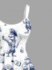 Dinosaur Pirate Ship Rudder Map Cruise Print Hawaii Tank Dress - Bleu 3X