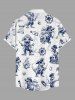 Dinosaur Pirate Ship Rudder Map Cruise Print Buttons Pocket Hawaii Shirt For Men -  