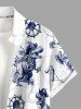 Dinosaur Pirate Ship Rudder Map Cruise Print Buttons Pocket Hawaii Shirt For Men -  