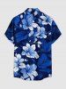 Flowers Leaf Print Buttons Pocket Hawaii Shirt For Men - Bleu XL