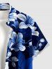 Flowers Leaf Print Buttons Pocket Hawaii Shirt For Men - Bleu XL