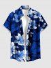 Flowers Leaf Print Buttons Pocket Hawaii Shirt For Men -  