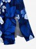 Flowers Leaf Print Split Hawaii Midi Dress - Bleu 3X