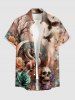 Skull Flower Tree Bird Planet Print Plus Size Matching Outfit For Couples -  